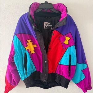 Vintage 1990's Tyrolia Ski Jacket Multicolor Retro Color Size  10 Small / Medium